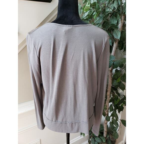 Luna Sweater Womens Gray Mesh Knit Long Sleeve Chest Pockets Button Front M - Picture 10 of 11